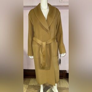 Worth Tan Trench Coat with Oversized Silhouette and Long Length size Large